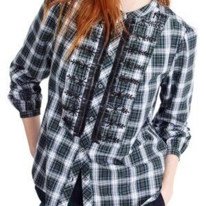 J Crew Size S Embellished Tartan Plaid Women's Blouse